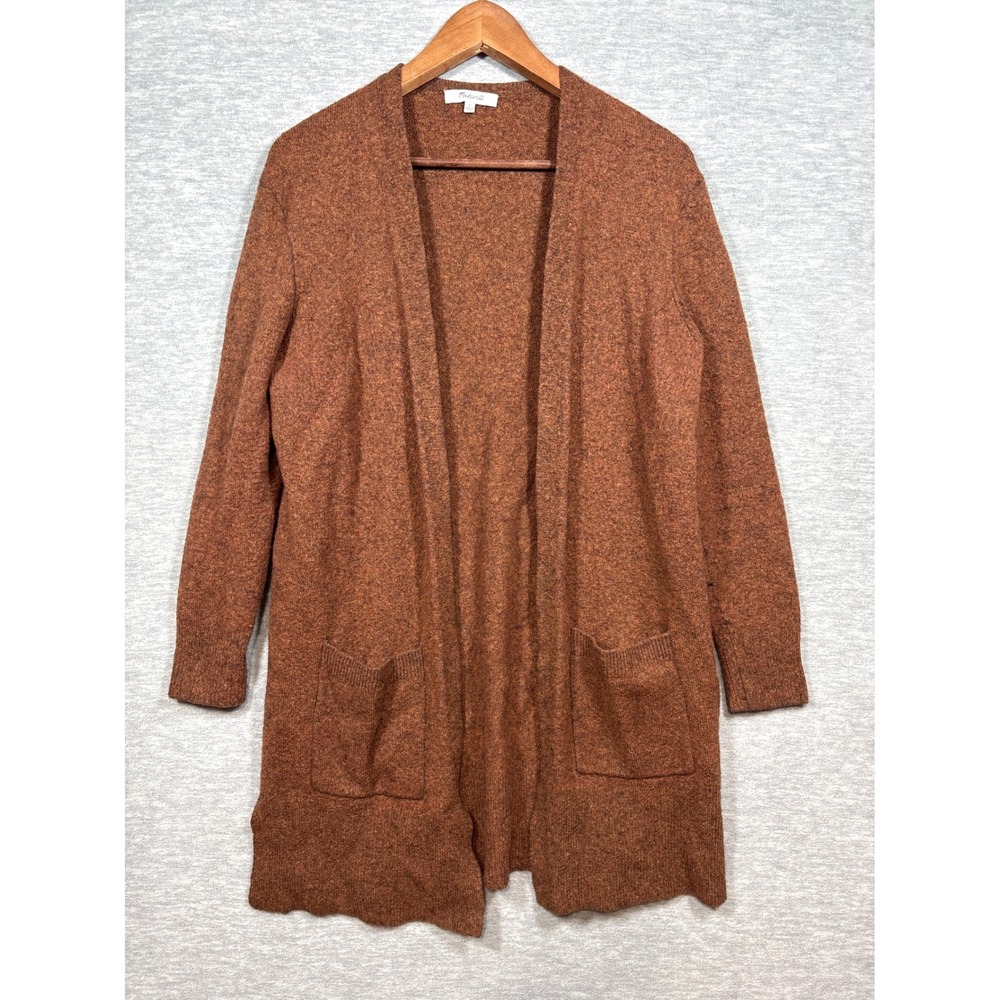 Madewell Sweater Womens Size S Brown Merino Wool Blend Open Front Cardigan